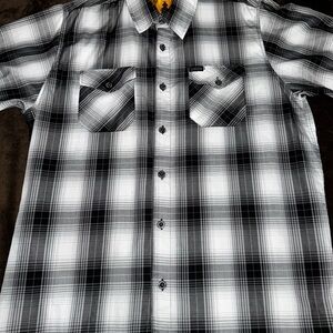 DIXXON Sutherland Bamboo Monochrome Black & White Plaid Button Down Shirt